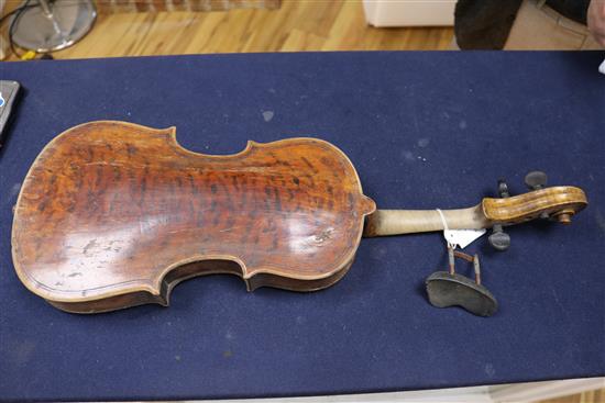 Two 19th century violins largest overall 59cm